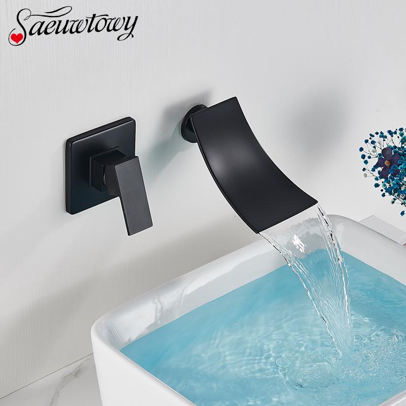 

Wall Mounted Natural Waterfall Basin Faucet Washbasin Sink Mixer Faucet Bathroom Split With Red Box Basin Tap