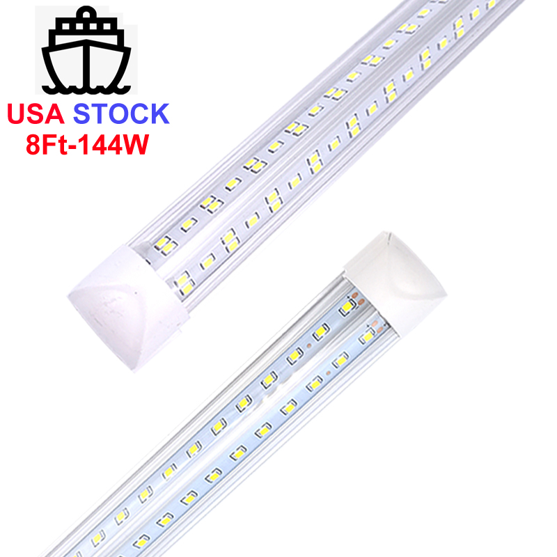 

V-Shaped 2ft 3ft 4ft 5ft 6ft 8ft Cooler Door LED Tube T8 Integrated LED Tubes Double Sides Led Bulb Lights Plug and Play 85-265V