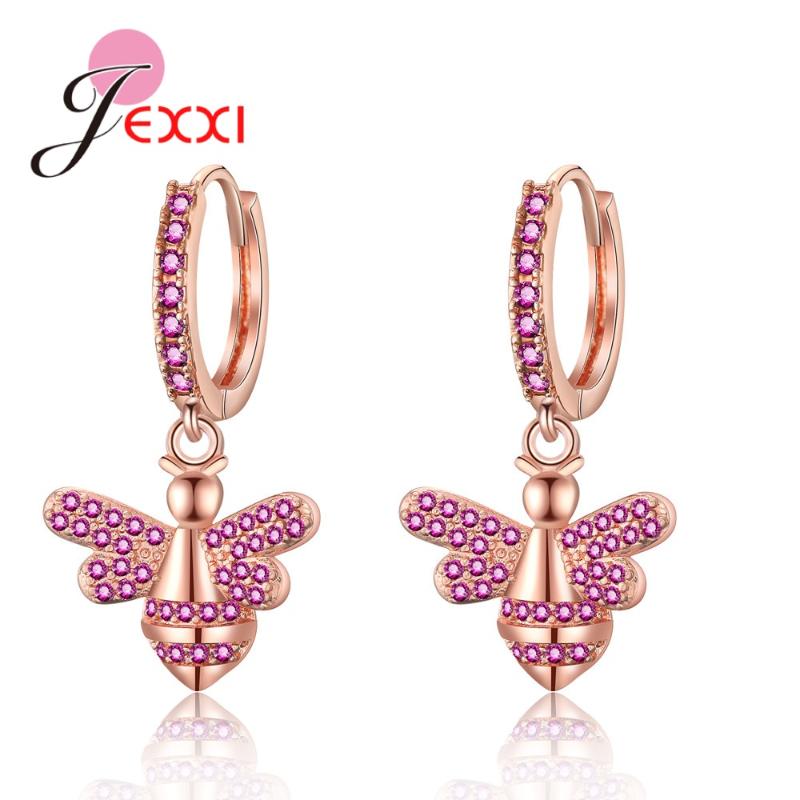 

Dangle & Chandelier Promotion Sale 8 Colors Crystal Earrings Fabulous Little Bee Silver/Rose Gold Color Bling Leverback Huggie Pendientes Gi