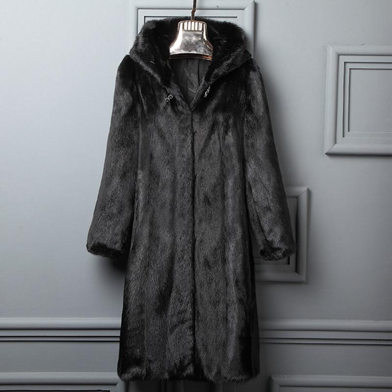 

Mandylandy Long Sleeve Hooded pure Coat Outwear Faux Fur Jackets Women Plus Size Mink Overcoat Coat Overcoats, Black