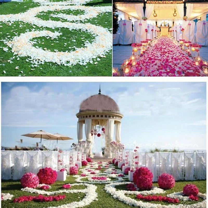 

1000Pcs Silk Color Rose Petals Flower Wedding Confetti Party Table & Venue Decoration Artificial & Dried Flowers1, White