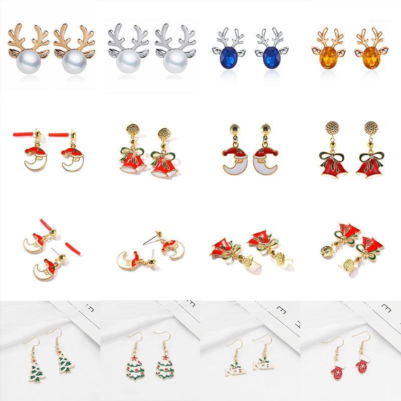 

Earring Necklace Christmas Decor Santa Claus Eardrop Pendant Christmas Decor For Home 2020 Navidad Ornament Xmas Gift1