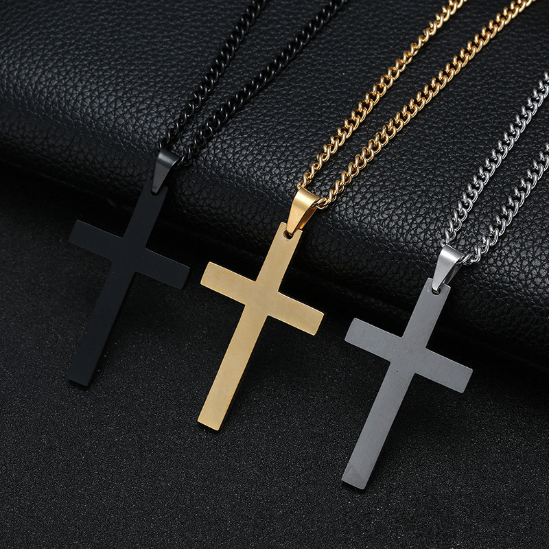 

Mens Stainless Steel Cross Pendant Necklaces Men Religion Faith Crucifix Charm Titanium Steel Chain For Women Fashion Jewelry Gift LLS695, Red;brown