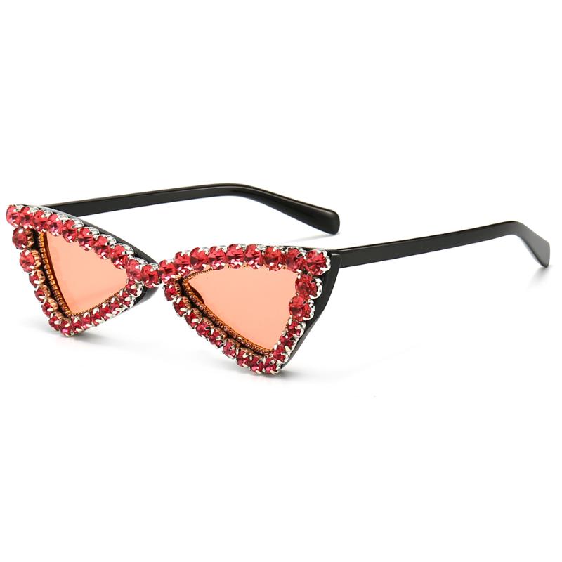 

Sunglasses Veshion Women Rhinestone Cat Eye Luxury Party Accessories Red Blue Vintage Sun Glasses For Ladies Uv400 Beach Style