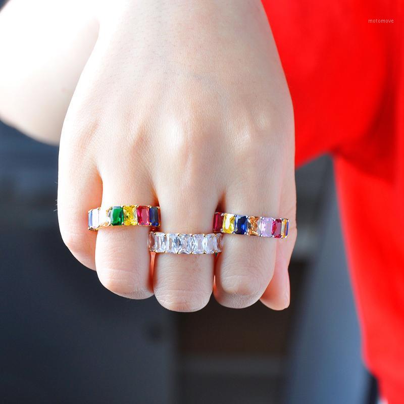 

Crown Rainbow Wedding Rings Micro Sun Flower Ring Party Gifts Couple Charm Women's Jewelry Inlaid Beautiful Zircon Accessories1
