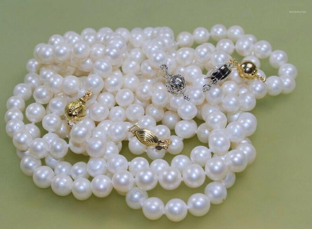 

5 pieces 8-9mm white round Freshwater genuine cultured Pearl necklace 18"1