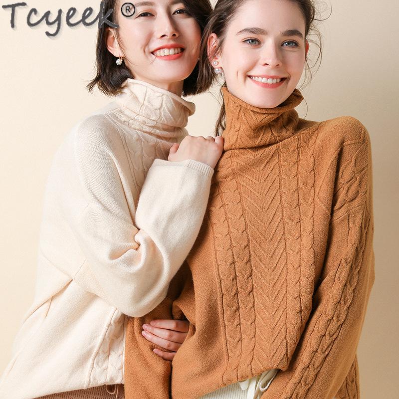 

Tcyeek Woman Sweaters Autumn Winter Women' Turtleneck Korean Pullover Women Vlothes Casual Long Sleeve New 2020 Ropa De Mujer 4, Black