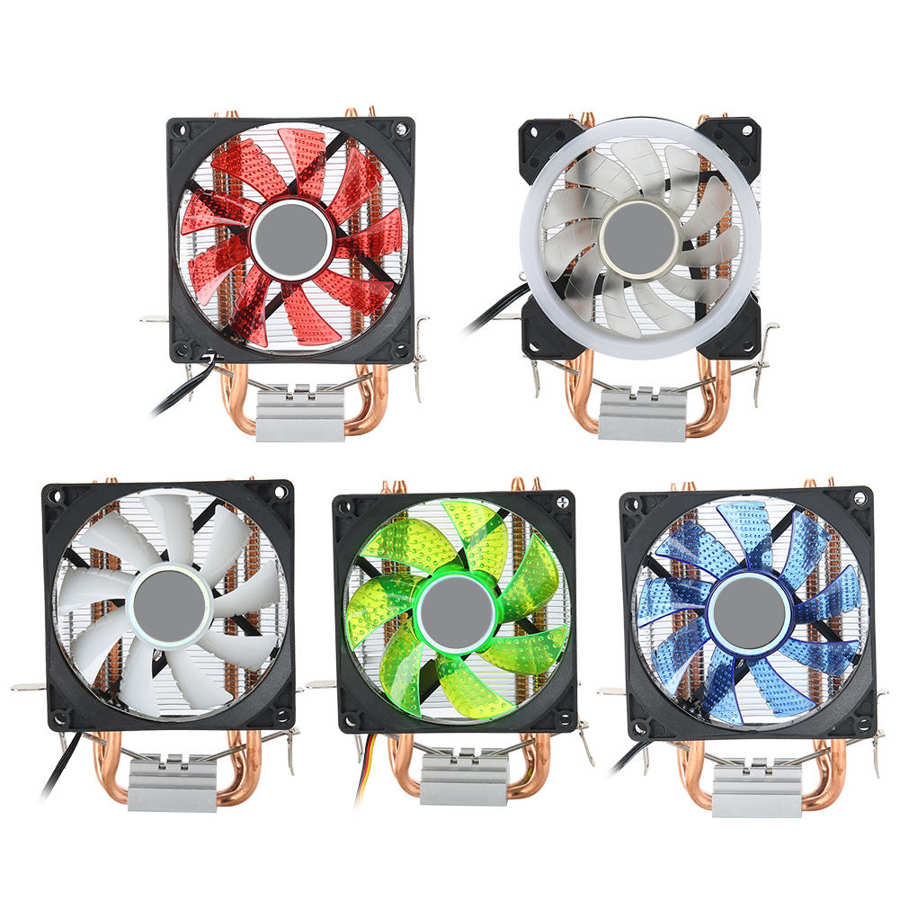 

CPU Cooling Fan 3-Pin Connector PC Accessory Light 2-Brass-Pipe for AMD 775 / 1155 / Intel Hot Sale