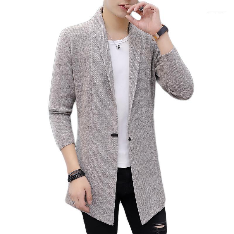 

Mens Autumn and winter sweaters men's X-long knitted sweaters jackets Men long style cardigan solid color sweatercoat1, Black