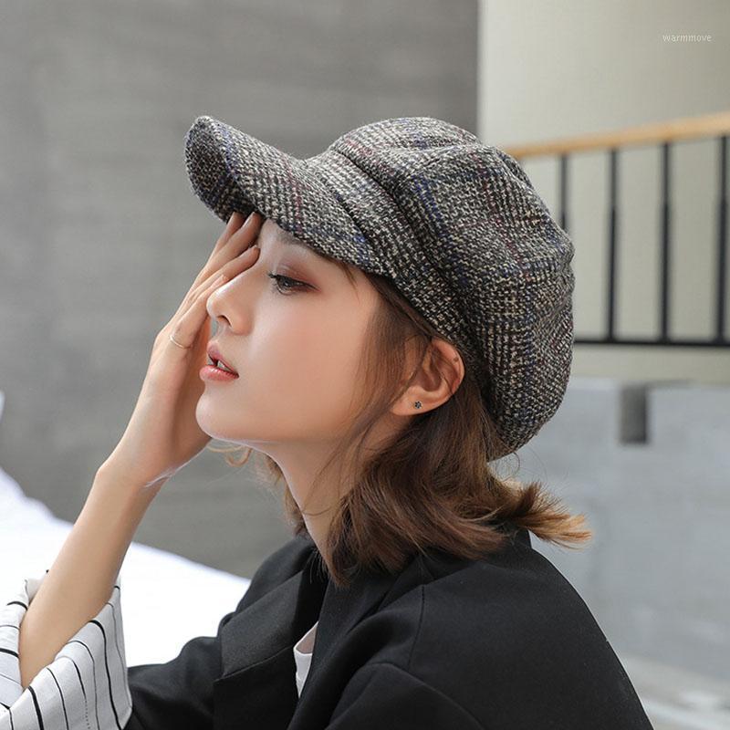 

2020 fashion wool Women Beret Autumn Winter Octagonal Cap Hats Stylish Artist Painter Newsboy Caps Black RED Beret Hats1