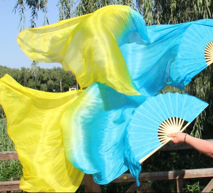

Customized 1 Pair 1.8mx0.9m (70"x35") Light Belly Dance 5 Mommes Silk Fan Veil For Girls Women1, As picture