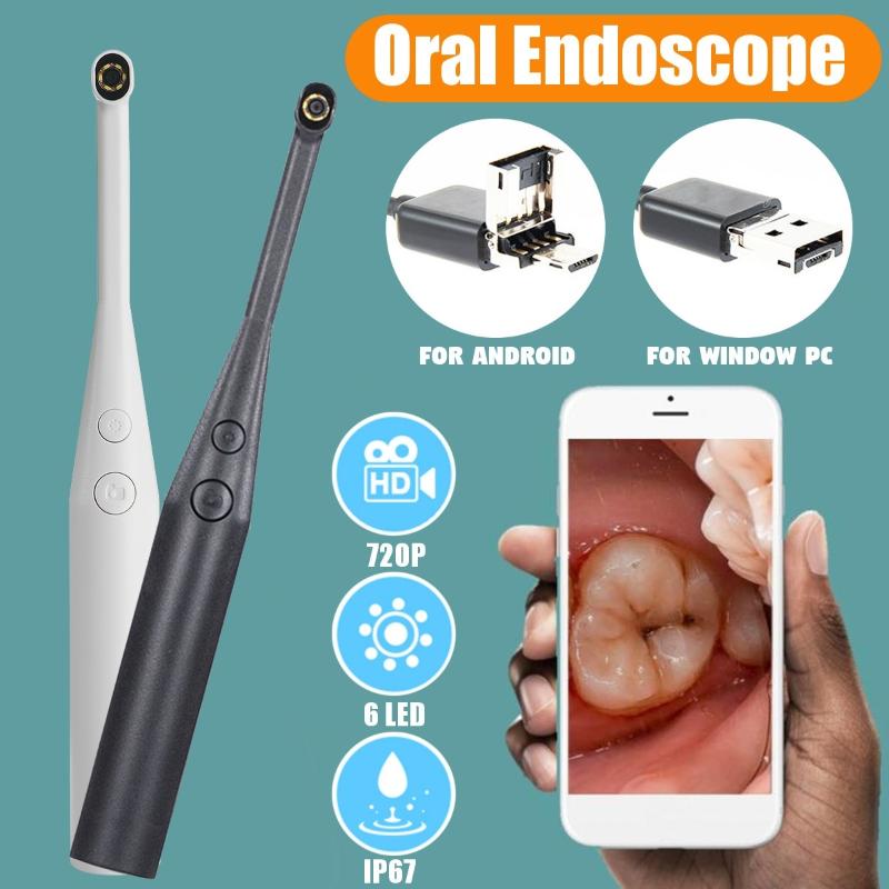 

Dental Oral Intraoral Camera 720P HD Endoscope Teeth Mirror 2 in 1 with USB Cable 6 LED Light for Android Phone PC