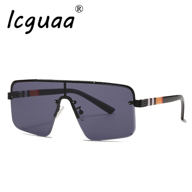 

Sunglasses Fashion Oversized Semi Rimless Big Frame Metal Gradient Lens Shades Flat Top Female Gafa De Sol