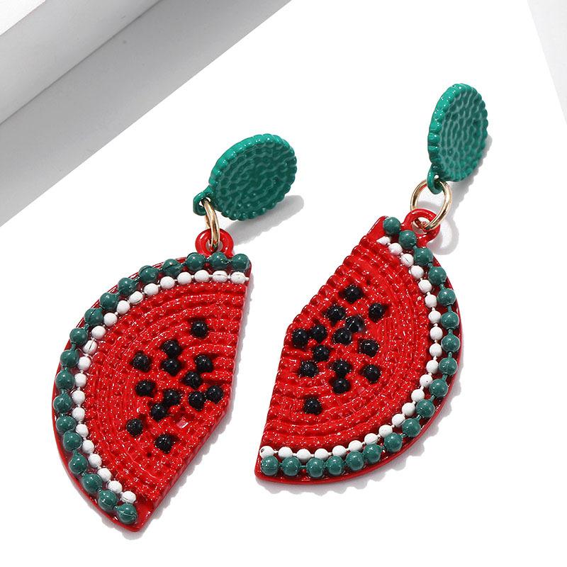 

New earrings personality creative small fresh acrylic fruit earrings niche design watermelon