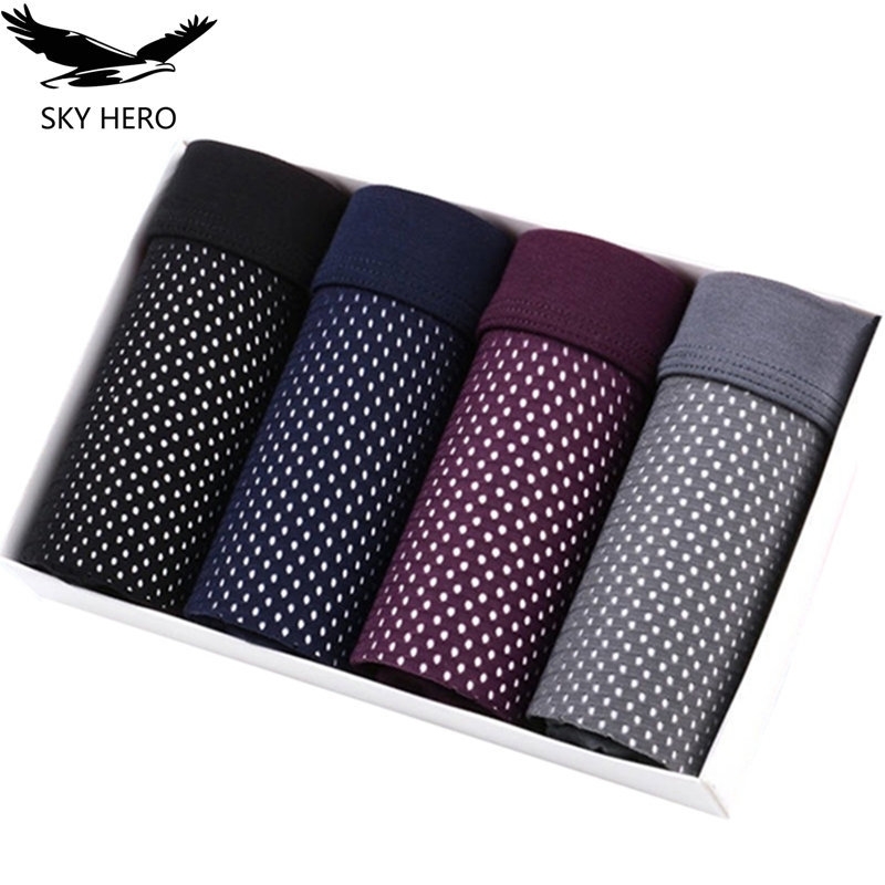 

4pcs/lot Men's Underwear Boxer Shorts Cool Ice Silk Underpants Breathable Mesh Men Sexy Slim Underpants Brand Cueca Man Panties Y200115, Black;white