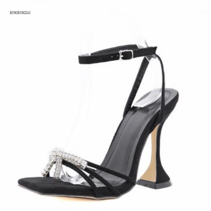 

2021 new ladies sandals rhinestone women's shoes high quality ladies shoes 12CM horseshoe heel sexy fashion show 4-9 10 BBZAI1, Black