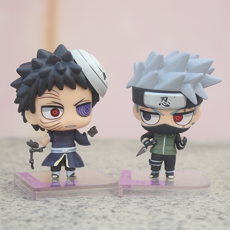 

2pcs/set Anime NARUTO Model Figurine Uchiha Obito & Hatake Kakashi Q Ver. pvc Action Figure Toys Y200421