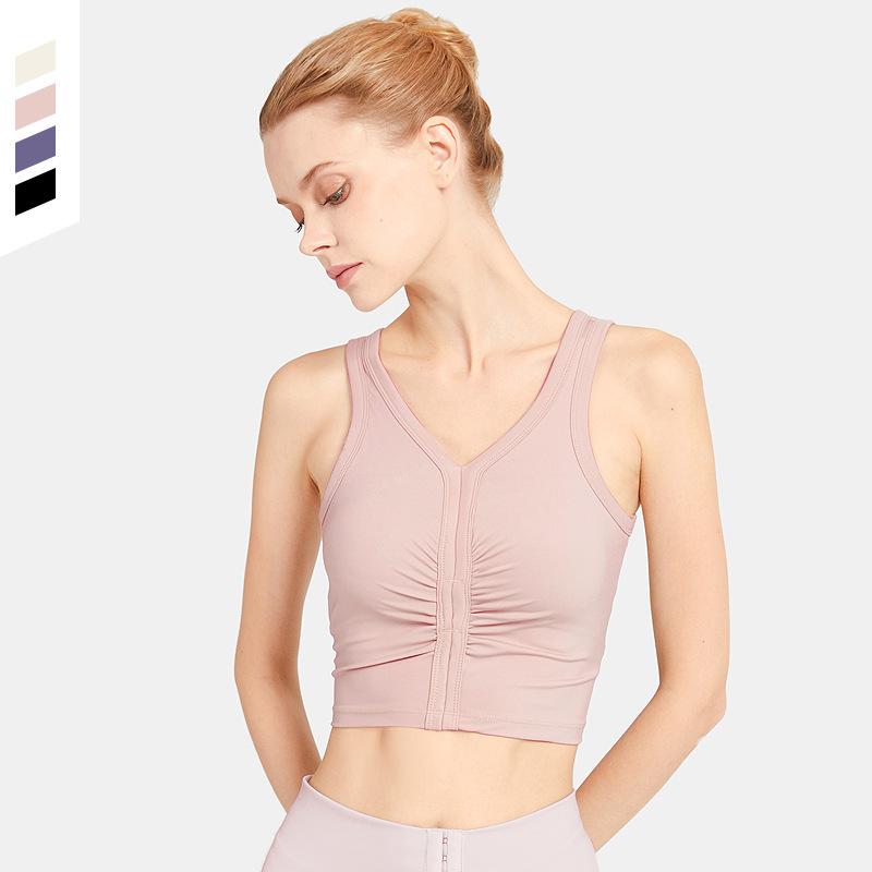 

New Women' Fitness Bra Running Vest Wirefree Yoga Top Sport Exercise Gym Underwear Push-Ups Gather Full Coverage Athletic Shirt, As picture