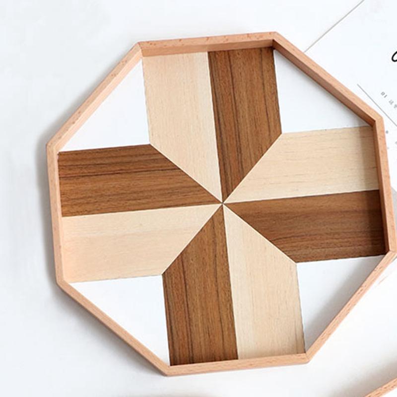 

Hot New Wooden Tray Octagonal Baking Tray Decorative Wood Storage Home Kitchen Utensils1