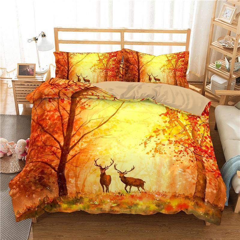 

3d Deer Pattern Prined Bedclothes Bedding Set With Pillowcase Duvet Cover Animal Printing Bedspreads For Luxury Home Textiles1, Jx597-3