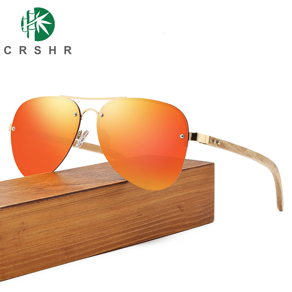 

Crshr Aviator-style Polarized Sunglasses Men Women's Driving Sun Glasses Metal&wood Classic Brand Design Vintage Pilot Eyewear