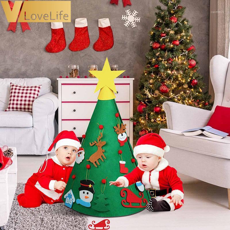 

3D DIY Felt Christmas Tree Set with Xmas Hanging Ornaments Xmas Gift for Children Christmas Decorations New Year Arbol Navidad1