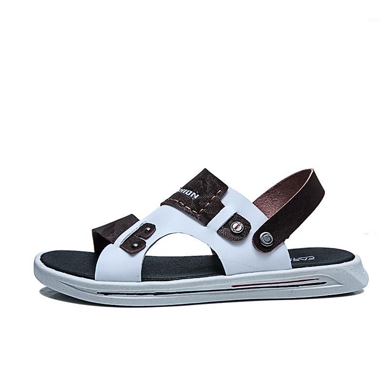 

sandalias men beach slide heren sandals sandal homme sandali big genuine cuir sandale sandalia vietnam sandalet 2020 de man for1, Brown