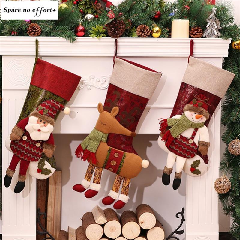 

Christmas Socks Decoration Christmas Stockings adornos de navidad Gift Holder New Year Candy Gift Bag tree decorations1