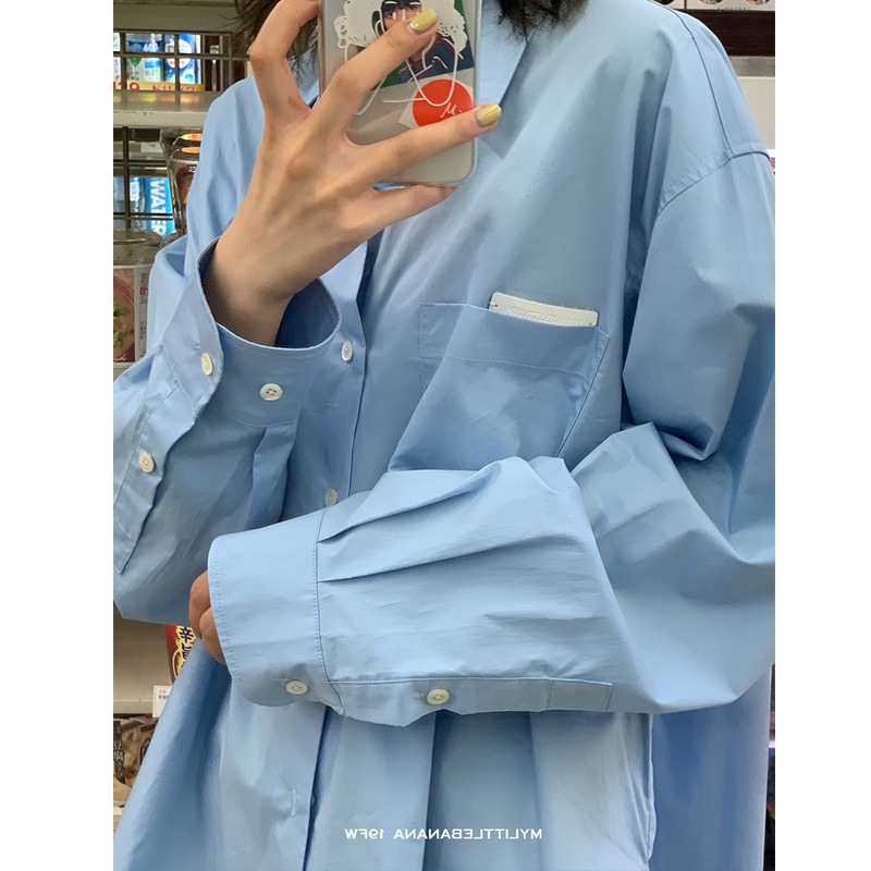 

New Designer 2021 Shirt Woman Autumn Clothes Vintage Q4ot C6LN, Ice blue