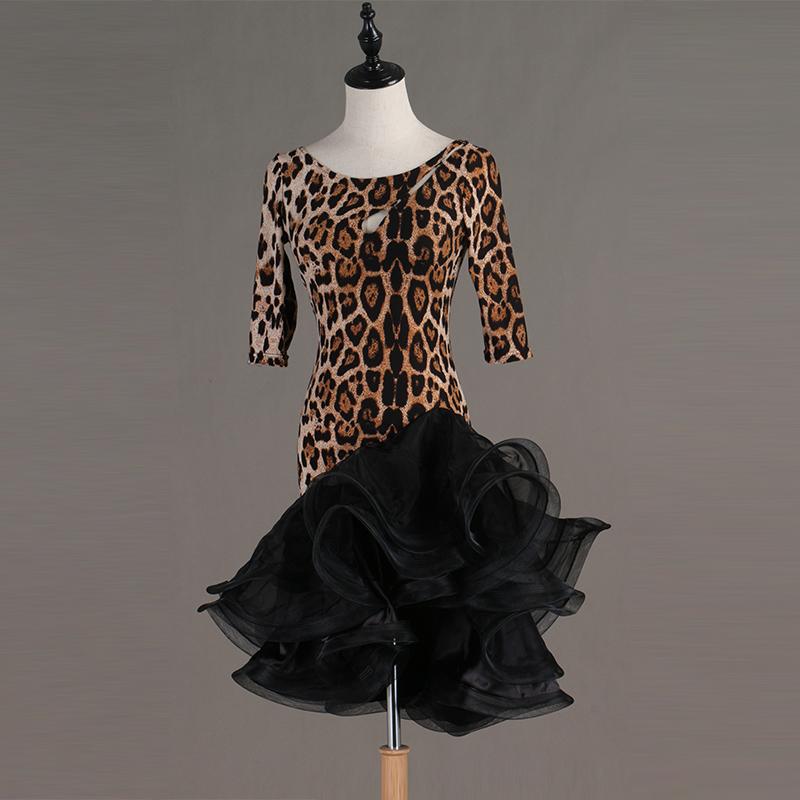 

Adult/Children Latin Dance Dress ballroom dress women competition salsa tango rumba samba performance dancing practice, Leopard