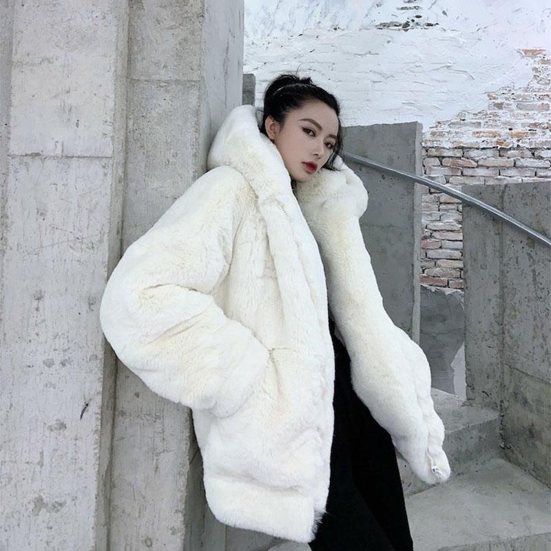 

2020 Winter Thicken Warm Wool Blend Jacket Coat Women Casual Fashion Lamb Fur Overcoat Fluffy Cozy Loose Outerwear Female1, White