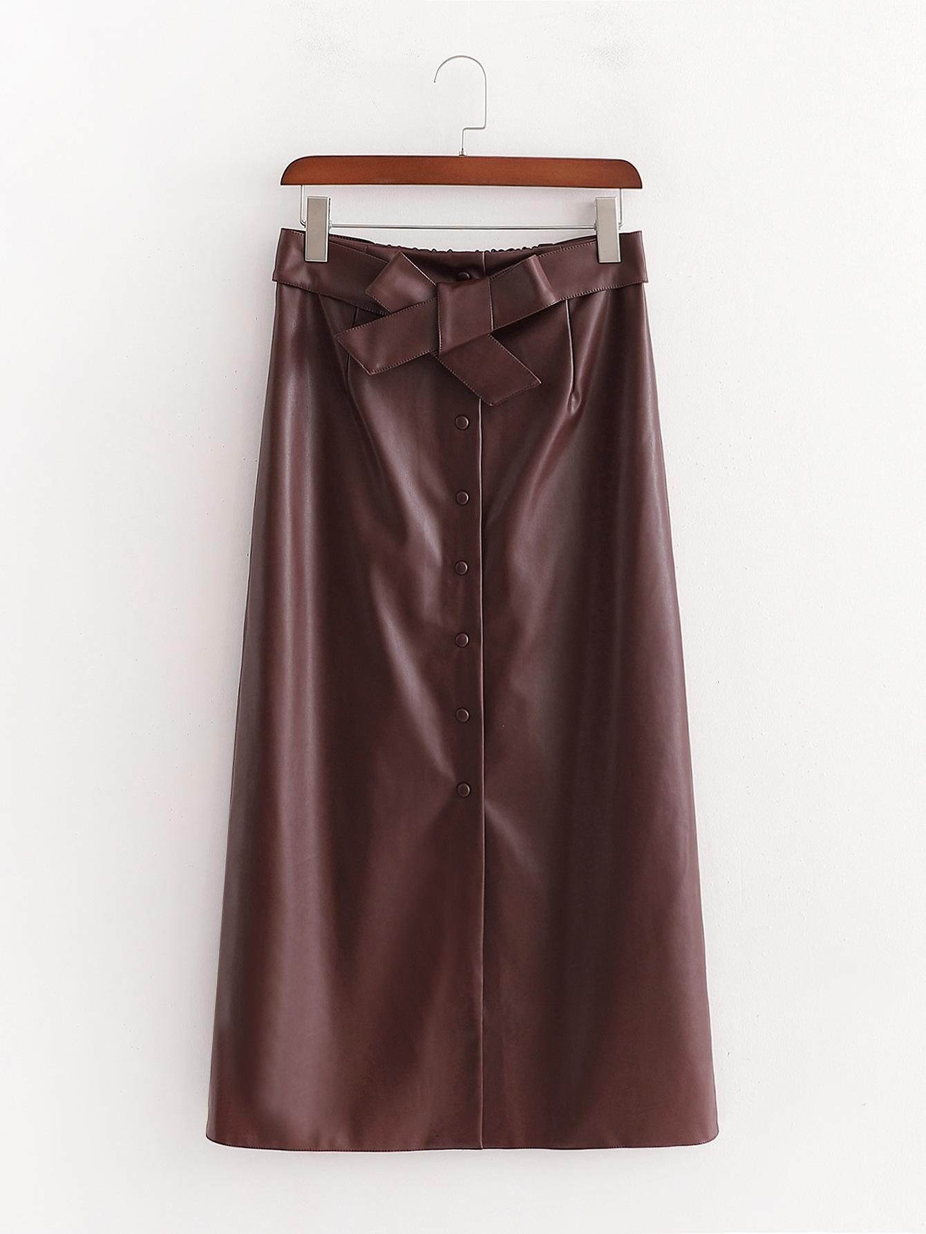 

2021 New 3226- Autumn Europe and the United States Women's Imitation Leather Skirt Elastic Waist Skirts W91q, See chart