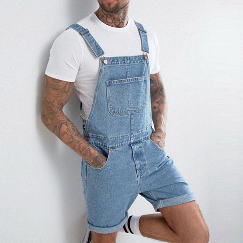 

MJARTORIA 2020 Casual Jumpsuit Summer Pants Men Overall Jeans Wash Broken Pocket Trousers Suspender Pants Biker Stretch Jeans, Blue