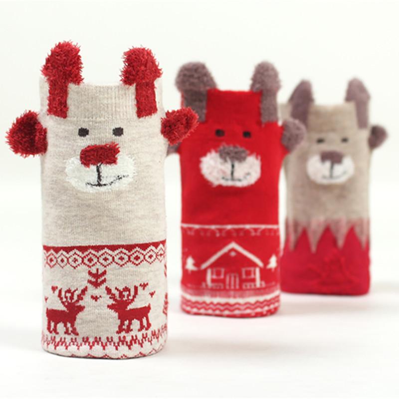 

La MaxPa] 2020 New Winter Warm Christmas Socks Deer Elk kawaii Xmas Socks for Women Girls Merry Christmas Gifts 3Pairs/lot, 3 pairs