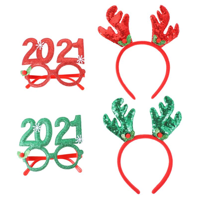 

4pcs Creative Christmas Headbands Party Fancy Glasses Frames Party Supplies