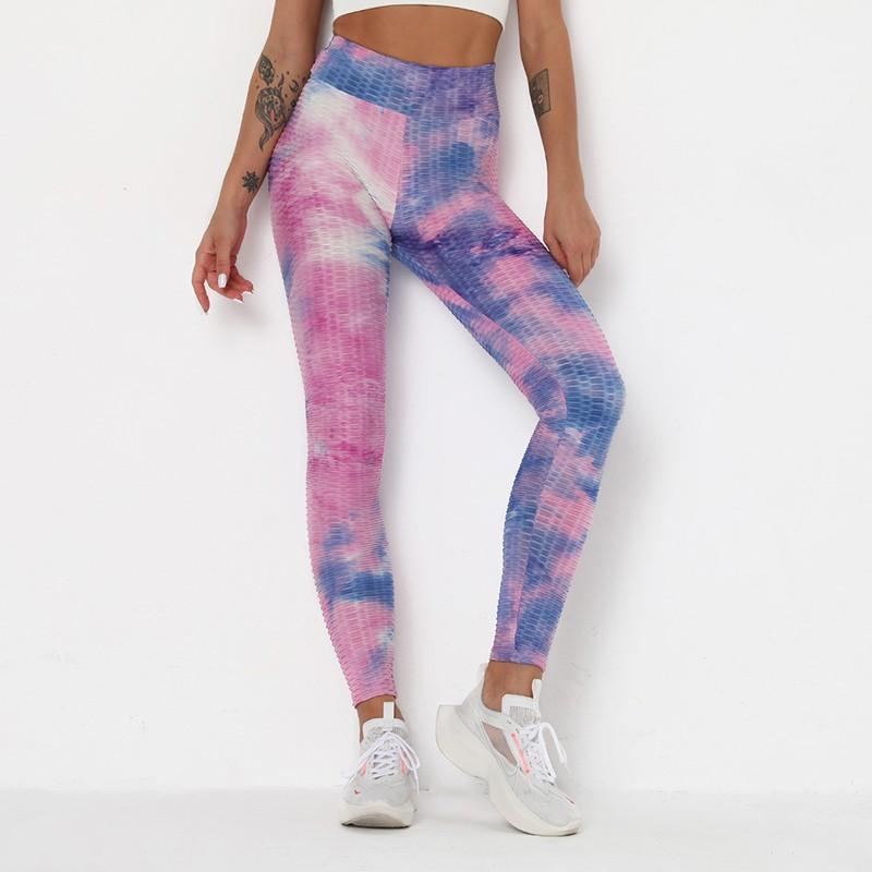 

INSPK Women Gym Clothing Tie Dye Coloful Leggings Sport Women Fitness Seamless High Waisted Yoga Pants For Running Training,1pcs1, Huanghei