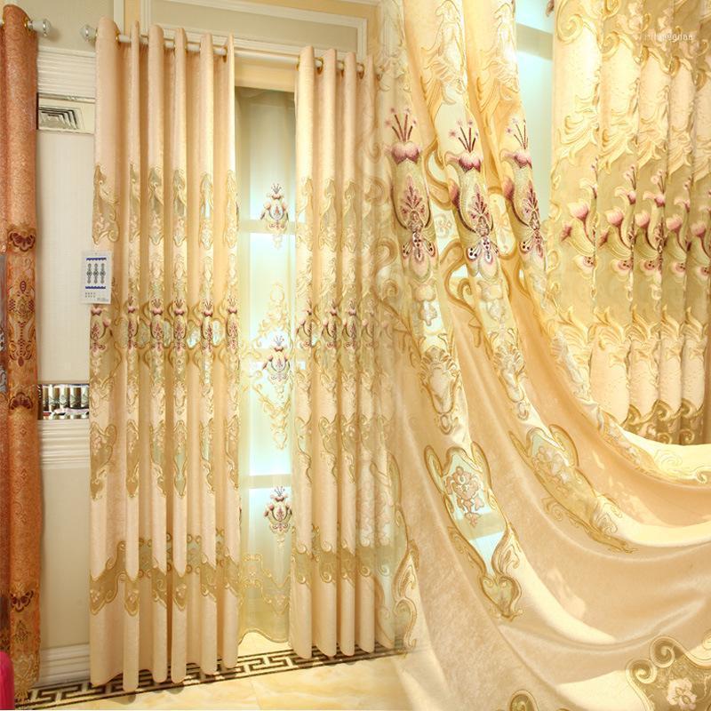

European-style Sunil Large Hollow Water-soluble Embroidery Curtains for Living Dining Room Bedroom.11, Tulle