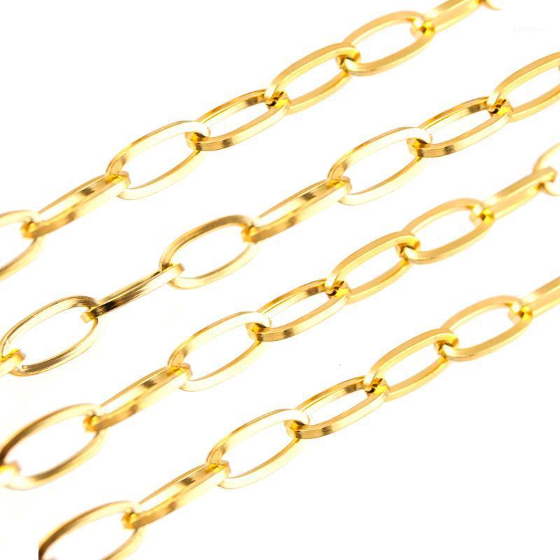 

Stainless Steel Oval Unique Men's chain egg necklace Sell in meter no clasp silver/gold color 6mm width square line Male Jewelry1