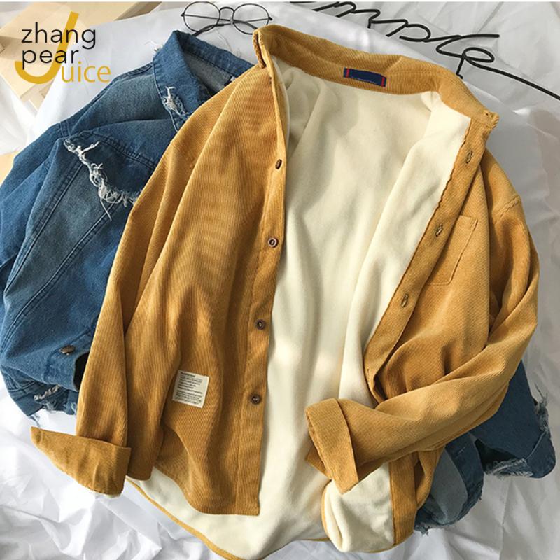 

Thicken Corduroy Long Sleeved Casual Shirts For Men Comfortable Shirt Top Korean Fleece Pure Color Shirt Blouse, As shown