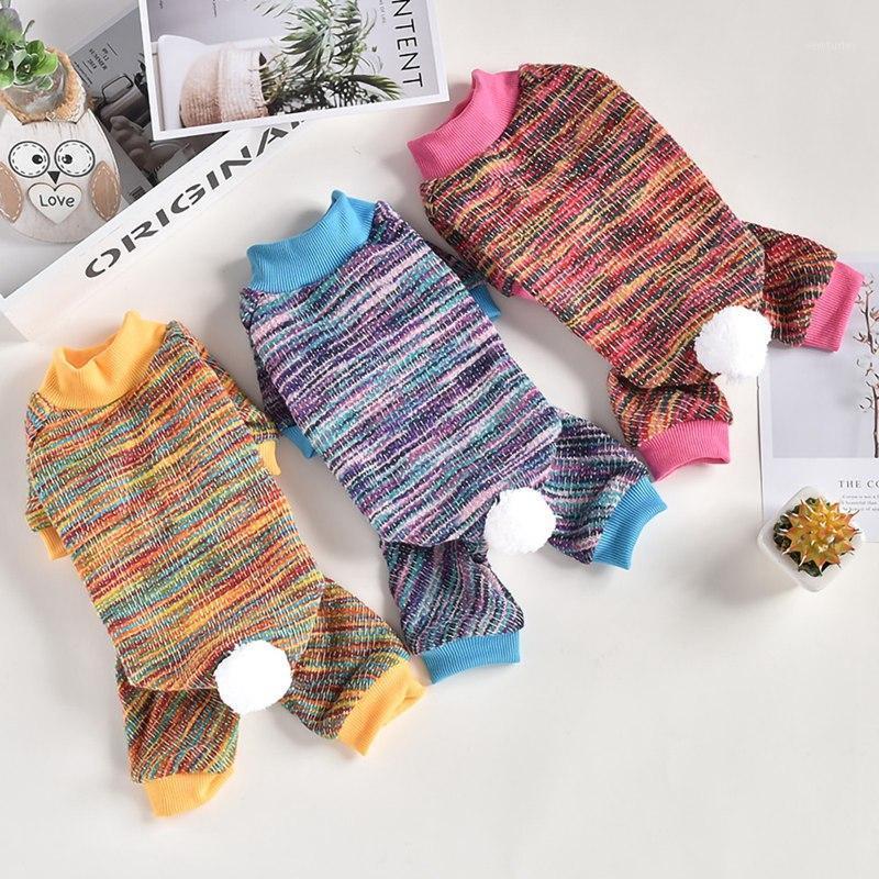 

Autumn Winter Pet Home Four-legged Warm Clothes Clothing Teddy Dog Rainbow Pajamas Jumpsuit Pet Homewear For Dogs1, White