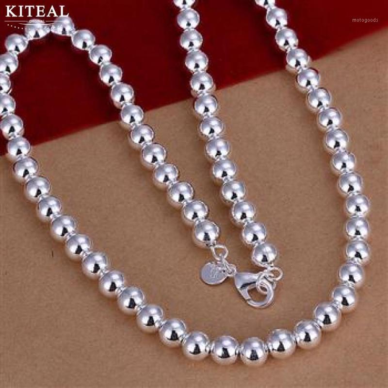 

Silver plated 925 stamp gorgeous charm fashion 4mm 6mm 8MM chain women lady lucky beads necklace 20 inches Silver jewelry N1111