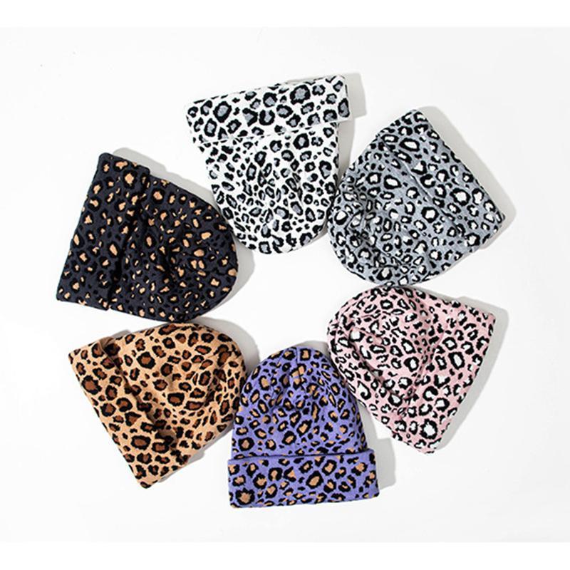 

2020 New Leopard Print Knitted Hat Beanies for Women Autumn Winter Warm Wool Hat Fashion Men Gorro Ski Outdoor Sports1, White