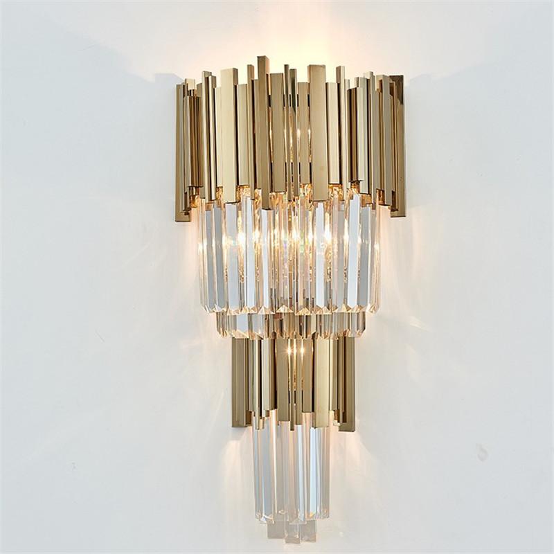 

Modern luxury European Gold Crystal Sconce LED Wall Lamp decoration for bedroom Hotel Bedside Light ilumination