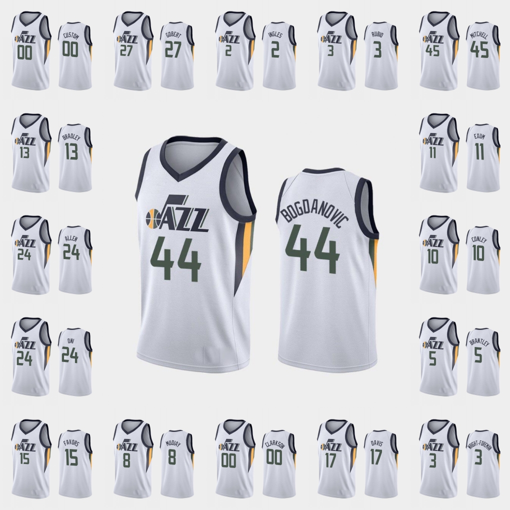 

Utah Jazz Men Clarkson Bojan Bogdanovic Jarrell Brantley Donovan Mitchell Rudy Gobert White Custom Association Jersey, Black