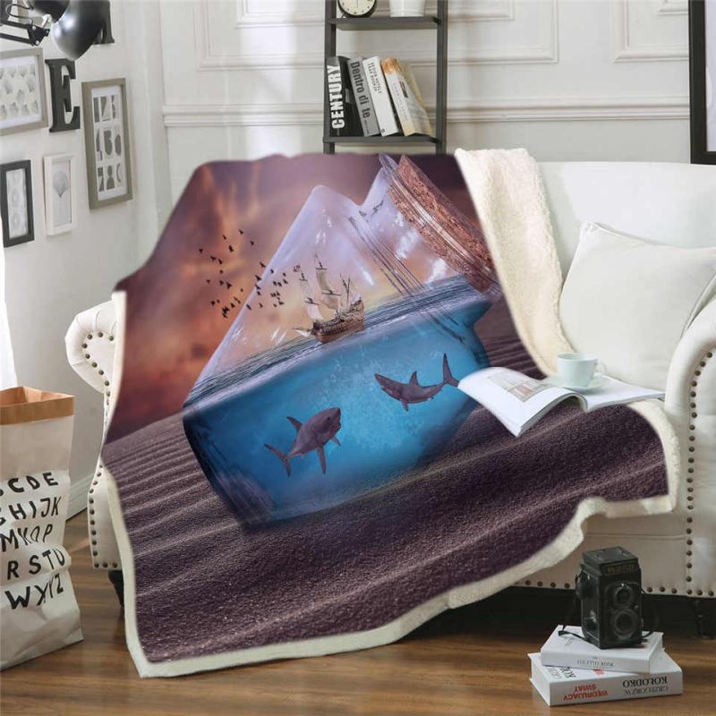 

New 3D Print Rectangle Sherpa Blanket Wearable Throw Blanket FJ137