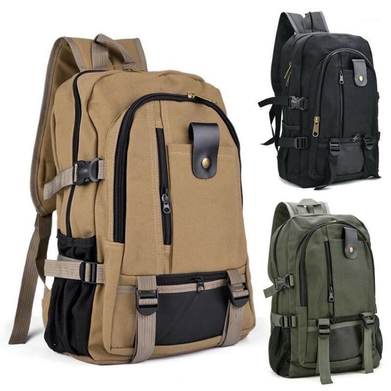 

Men Lady Vintage Canvas Backpack Satchel Rucksack Bag Travel Camping Bag Outdoor Big Storage Zipper Backpacks1, Black