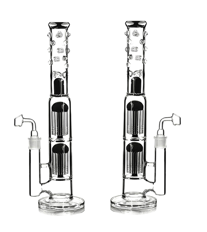 15inch tall pink bong Hookahs arm tree percs Smoking water pipe dab rigs bongs with 18mm joint banger or bowl-image-755802641