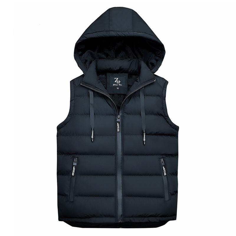 

2020 New Autumn Sleeveless Hoodie Vest Men Fashion Waistcoat for Men Winter Fleece Warm Hooded Jacket Plus Size -XXXL 1860, Black