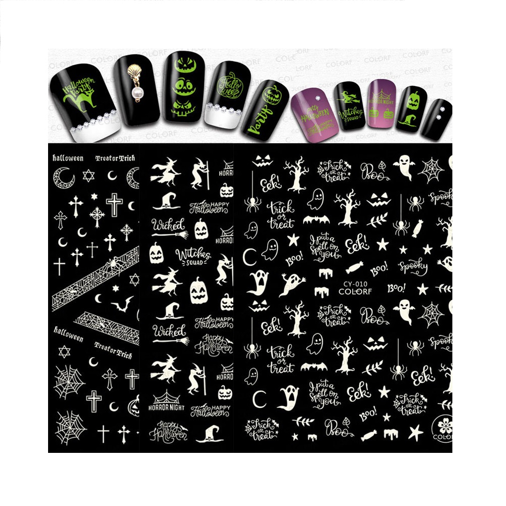 

Nail Sticker Halloween Paper 10 Color Mixed DIY Decoration Nail Laser Paper Halloween Stickers Transfer Sticker, 015