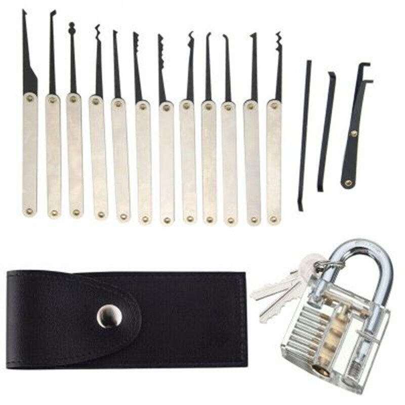 

24 Piece GOSO Lock Picking Tool Set LockSmith Practice Lock Pick Tool Set with Transparent Padlock Credit Card Lock Pick Set Wholesale UPS